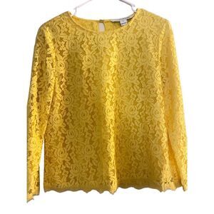 Dianne Von Furstenberg size 6 yellow lacey blouse